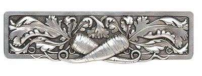 Notting Hill Cabinet Pull Leafy Carrot Brilliant Pewter 4-7-8" x 1-3-8" - cabinetknobsonline