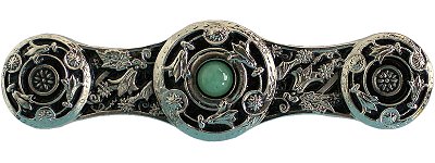 Notting Hill Cabinet Pull Jeweled Lily-Green Aventurine Brite Nickel  3-7-8" x 1" - cabinetknobsonline