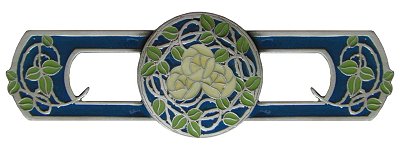 Notting Hill Cabinet Pull Delaney's Rose-Blue Antique Pewter (Enameled)  3-7-8" x 1-1-4" - cabinetknobsonline