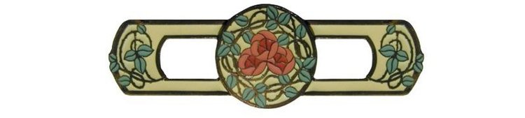 Notting Hill Cabinet Pull Delaney's Rose-Yellow Dark Brass (Enameled)  3-7-8" x 1-1-4" - cabinetknobsonline