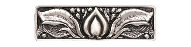 Notting Hill Cabinet Pull Hope Blossom Brilliant Pewter 4-1-8" x 1-3-8" - cabinetknobsonline