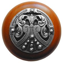 Notting Hill Cabinet Knob Regal Crest-Cherry Antique Pewter 1-1-2" diameter - cabinetknobsonline