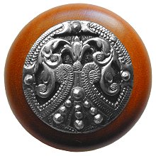 Notting Hill Cabinet Knob Regal Crest-Cherry Brilliant Pewter  1-1-2" diameter - cabinetknobsonline