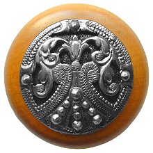 Notting Hill Cabinet Knob Regal Crest-Maple Brilliant Pewter 1-1-2" diameter - cabinetknobsonline