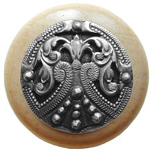 Notting Hill Cabinet Knob Regal Crest-Natural Antique Pewter 1-1-2" diameter - cabinetknobsonline