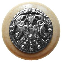 Notting Hill Cabinet Knob Regal Crest-Natural Brilliant Pewter1-1-2" diameter - cabinetknobsonline