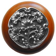 Notting Hill Cabinet Knob Ginkgo Berry-Cherry Antique Pewter 1-1-2" diameter - cabinetknobsonline