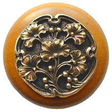 Notting Hill Cabinet Knob Ginkgo Berry-Maple Antique Brass1-1-2" diameter - cabinetknobsonline