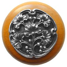 Notting Hill Cabinet Knob Ginkgo Berry-Maple Antique Pewter  1-1-2" diameter - cabinetknobsonline