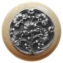 Notting Hill Cabinet Knob Ginkgo Berry-Natural Antique Pewter 1-1-2" diameter - cabinetknobsonline