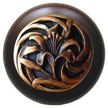 Notting Hill Cabinet Knob Tiger Lily-Dark Walnut Antique Copper 1-1-2" diameter - cabinetknobsonline