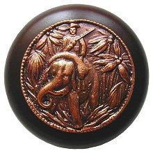 Notting Hill Cabinet Knob Jungle Patrol-Dark Walnut Antique Copper 1-1-2" diameter - cabinetknobsonline