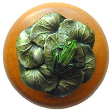 Notting Hill Cabinet Knob Leap Frog-Maple Pewter Hand Tinted  1-1-2" diameter - cabinetknobsonline