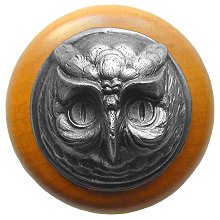 Notting Hill Cabinet Knob Wise Owl-Maple Antique Pewter  1-1-2" diameter - cabinetknobsonline