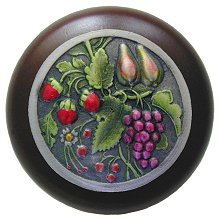 Notting Hill Cabinet Knob Tuscan Bounty-Dark Walnut Pewter Hand Tinted 1-1-2" diameter - cabinetknobsonline