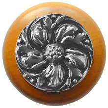 Notting Hill Cabinet Knob Chrysanthemum-Maple Satin Nickel 1-1-2" diameter - cabinetknobsonline