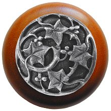 Notting Hill Cabinet Knob Ivy with Berries-Cherry Antique Pewter 1-1-2" diameter - cabinetknobsonline