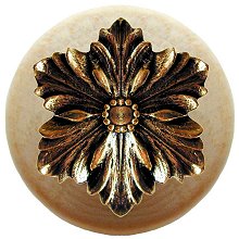 Notting Hill Cabinet Knob Opulent Flower-Natural Brite Brass 1-1-2" diameter - cabinetknobsonline