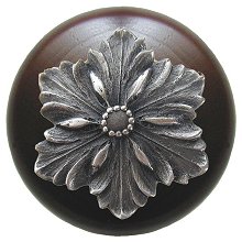 Notting Hill Cabinet Hardware Opulent Flower-Dark Walnut Antique Pewter 1-1-2" diameter - cabinetknobsonline