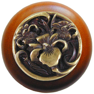Notting Hill Cabinet Hardware River Iris-Cherry Antique Brass 1-1-2" diameter - cabinetknobsonline