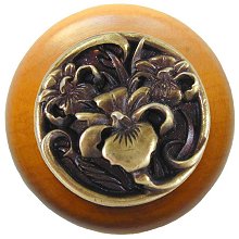 Notting Hill Cabinet Knob River Iris-Maple Antique Brass  1-1-2" diameter - cabinetknobsonline