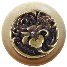 Notting Hill Cabinet Hardware River Iris-Natural Antique Brass 1-1-2" diameter - cabinetknobsonline
