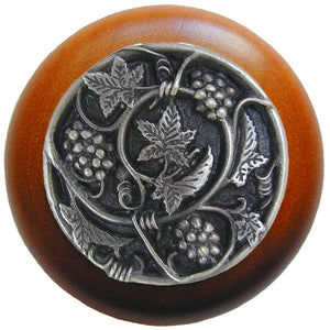 Notting Hill Cabinet Knob Grapevines-Cherry Antique Pewter 1-1-2" diameter - cabinetknobsonline