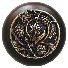 Notting Hill Cabinet Knob Grapevines-Dark Walnut Antique Brass 1-1-2" diameter - cabinetknobsonline