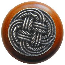 Notting Hill Cabinet Knob Classic Weave-Cherry Antique Pewter 1-1-2" diameter - cabinetknobsonline