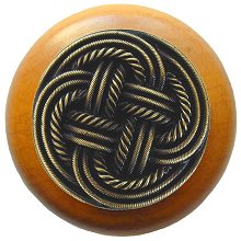 Notting Hill Cabinet Knob Classic Weave-Maple Antique Brass  1-1-2" diameter - cabinetknobsonline