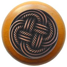 Notting Hill Cabinet Knob Classic Weave-Maple Antique Copper 1-1-2" diameter - cabinetknobsonline