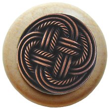 Notting Hill Cabinet Knob Classic Weave-Natural Antique Copper 1-1-2" diameter - cabinetknobsonline