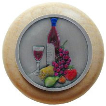 Notting Hill Cabinet Knob Best Cellar Wine-Natural Pewter Hand Tinted 1-1-2" diameter - cabinetknobsonline