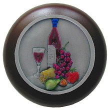 Notting Hill Cabinet Knob Best Cellar Wine-Dark Walnut Pewter Hand Tinted 1-1-2" diameter - cabinetknobsonline
