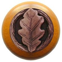 Notting Hill Cabinet Knob Oak Leaf-Maple Antique Copper 1-1-2" diameter - cabinetknobsonline