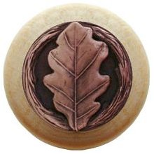 Notting Hill Cabinet Knob Oak Leaf-Natural Antique Copper  1-1-2" diameter - cabinetknobsonline
