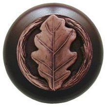 Notting Hill Cabinet Knob Oak Leaf-Dark Walnut Antique Copper  1-1-2" diameter - cabinetknobsonline