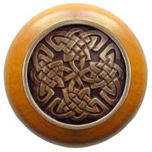 Notting Hill Cabinet Knob Celtic Isles-Maple Antique Brass 1-1-2" diameter - cabinetknobsonline