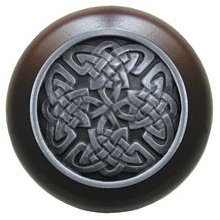 Notting Hill Cabinet Knob Celtic Isles-Dark Walnut Antique Pewter 1-1-2" diameter - cabinetknobsonline