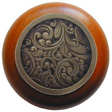 Notting Hill Cabinet Knob Saddleworth-Cherry Antique Brass 1-1-2" diameter - cabinetknobsonline