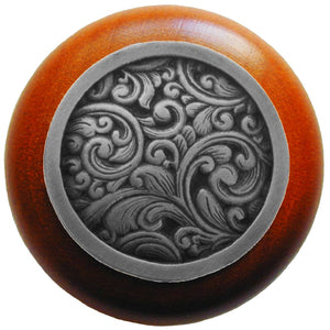 Notting Hill Cabinet Knob Saddleworth-Cherry Antique Pewter 1-1-2" diameter - cabinetknobsonline