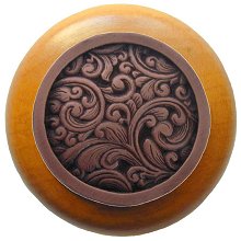 Notting Hill Cabinet Knob Saddleworth-Maple Antique Copper 1-1-2" diameter - cabinetknobsonline