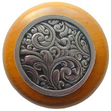 Notting Hill Cabinet Knob Saddleworth-Maple Brite Nickel 1-1-2" diameter - cabinetknobsonline