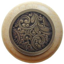 Notting Hill Cabinet Knob Saddleworth-Natural Antique Brass  1-1-2" diameter - cabinetknobsonline