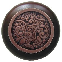 Notting Hill Cabinet Knob Saddleworth-Dark Walnut Antique Copper 1-1-2" diameter - cabinetknobsonline