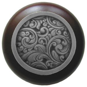 Notting Hill Cabinet Knob  Saddleworth-Dark Walnut Antique Pewter 1-1-2" diameter - cabinetknobsonline