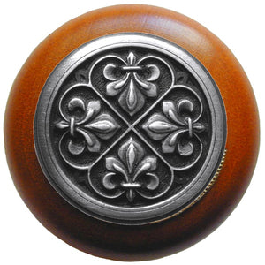 Notting Hill Cabinet Knob Fleur-de-Lis-Cherry Antique Pewter 1-1-2" diameter - cabinetknobsonline