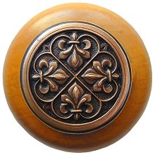 Notting Hill Cabinet Knob Fleur-de-Lis-Maple Antique Copper 1-1-2" diameter - cabinetknobsonline