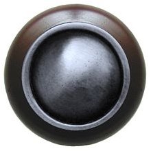 Notting Hill Cabinet Knob Plain Dome-Dark Walnut Antique Pewter 1-1-2" diameter - cabinetknobsonline