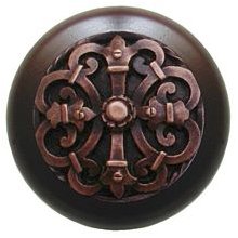 Notting Hill Cabinet Knob Chateau-Dark Walnut Antique Copper 1-1-2" diameter - cabinetknobsonline